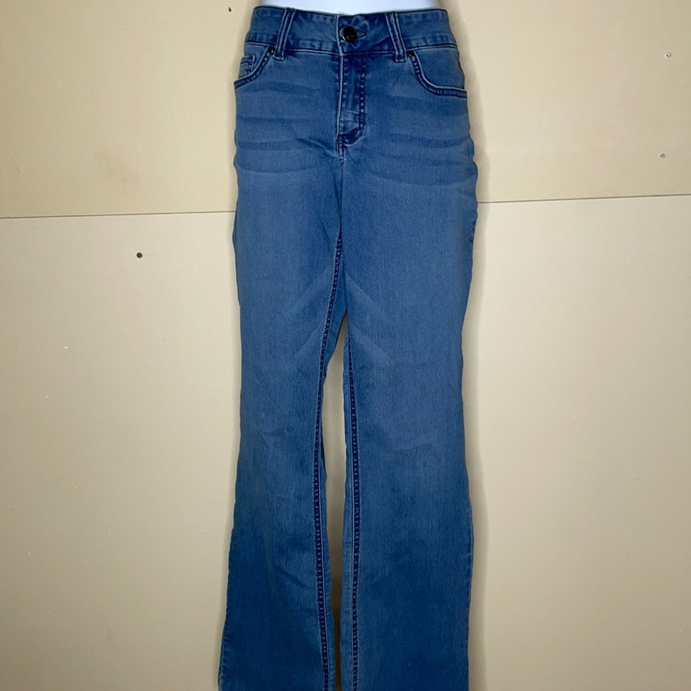 Mid rise boot cut jeans